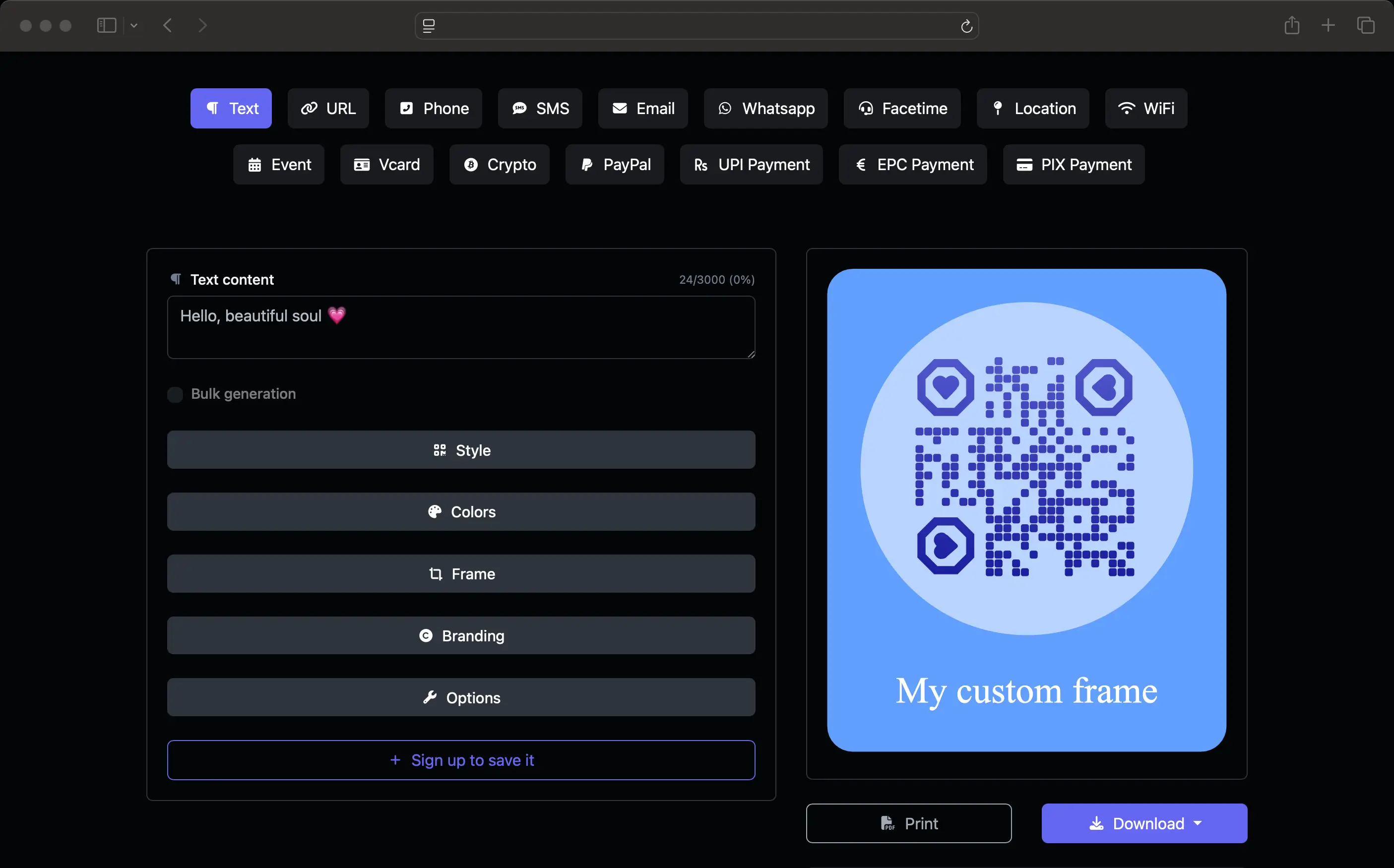 Screenshot of app dashboard